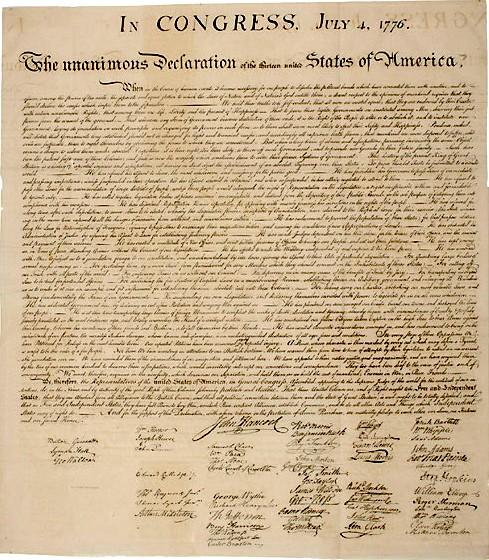 Historical Document; Declaration Of Independence, 1843 Force Copy.