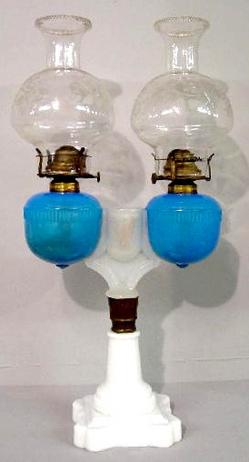 Ripley, Blue blue Lamp; Fonts, inch. Glass Double Milk 19 glass Base, Marriage milk  lamps