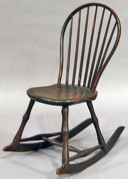 Furniture: Windsor Rocker; Bow-Back, 7-Spindle Back, Saddle Seat.